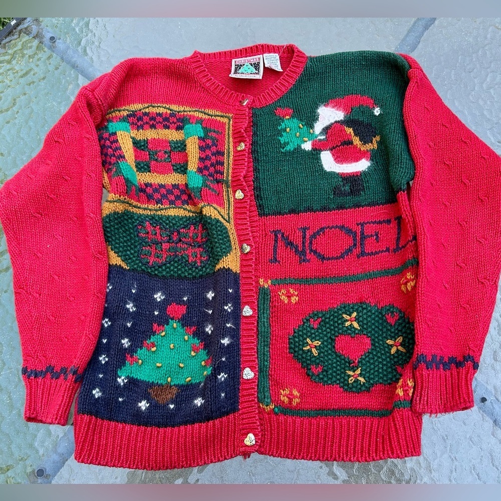 VTG Casual Corner Christmas collection size L holiday cardigan sweater
